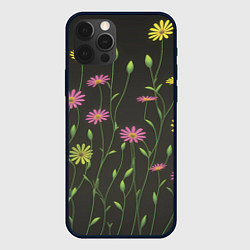 Чехол для iPhone 12 Pro Max Полевые цветочки на темном фоне, цвет: 3D-черный
