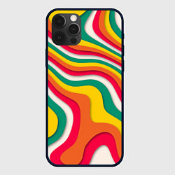 Чехол для iPhone 12 Pro Max Множество красочных линий, цвет: 3D-черный