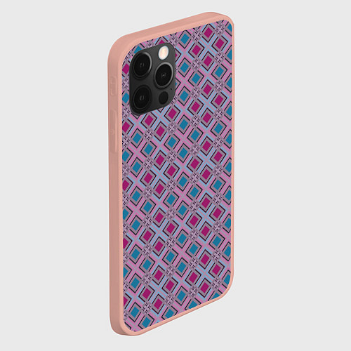 Чехол iPhone 12 Pro Max Геометрический узор в темных красном и синем цвете / 3D-Светло-розовый – фото 2