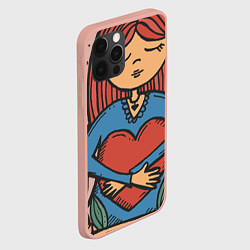 Чехол для iPhone 12 Pro Max Девочка с большим любящим сердцем, цвет: 3D-светло-розовый — фото 2