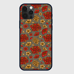 Чехол для iPhone 12 Pro Max Японские цветы-пионы, цвет: 3D-черный