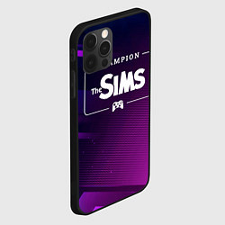 Чехол для iPhone 12 Pro Max The Sims gaming champion: рамка с лого и джойстико, цвет: 3D-черный — фото 2