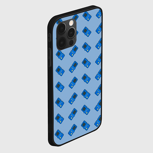 Чехол iPhone 12 Pro Max Синяя консоль тетрис / 3D-Черный – фото 2