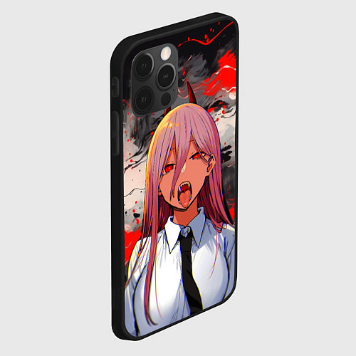 Чехол iPhone 12 Pro Max Демон Пауэр - Человек бензопила / 3D-Черный – фото 2