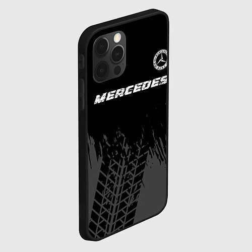 Чехол iPhone 12 Pro Max Mercedes speed на темном фоне со следами шин: симв / 3D-Черный – фото 2