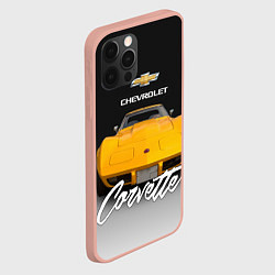 Чехол для iPhone 12 Pro Max Американская машина Chevrolet Corvette 70-х годов, цвет: 3D-светло-розовый — фото 2