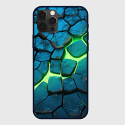 Чехол для iPhone 12 Pro Max Синие плиты и зеленая лава, цвет: 3D-черный