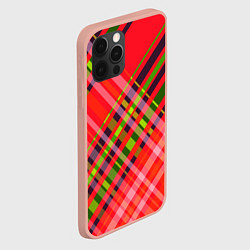 Чехол для iPhone 12 Pro Max Геометрический узор красно-зеленый ассиметричный, цвет: 3D-светло-розовый — фото 2