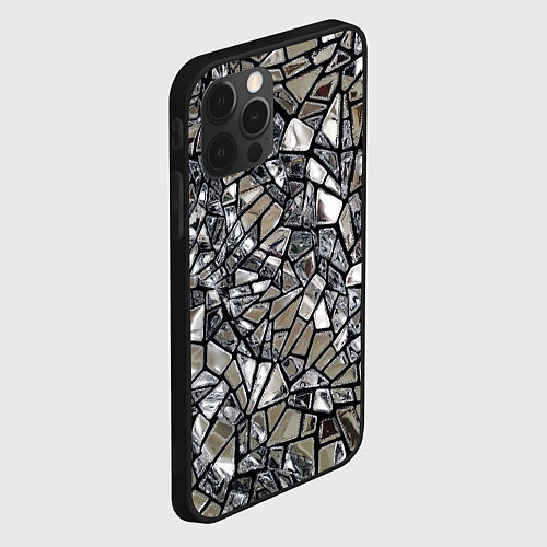 Чехол iPhone 12 Pro Max Зеркальные пластины - паттерн / 3D-Черный – фото 2