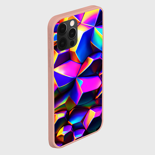 Чехол iPhone 12 Pro Max Бензиновые неоновые кристаллы / 3D-Светло-розовый – фото 2