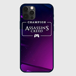 Чехол для iPhone 12 Pro Max Assassins Creed gaming champion: рамка с лого и дж, цвет: 3D-черный