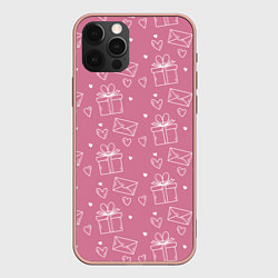 Чехол для iPhone 12 Pro Max Влюбленным паттерн, цвет: 3D-светло-розовый