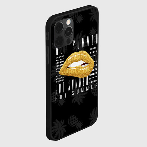 Чехол iPhone 12 Pro Max Губы и ананасы / 3D-Черный – фото 2