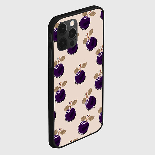 Чехол iPhone 12 Pro Max Слива с листьями - пиксель арт / 3D-Черный – фото 2
