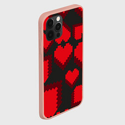 Чехол для iPhone 12 Pro Max Pixel hearts, цвет: 3D-светло-розовый — фото 2