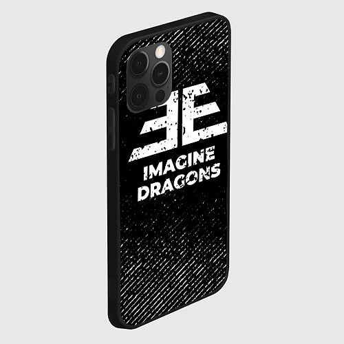 Чехол iPhone 12 Pro Max Imagine Dragons с потертостями на темном фоне / 3D-Черный – фото 2