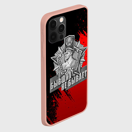 Чехол iPhone 12 Pro Max Погран служба - красные разводы / 3D-Светло-розовый – фото 2
