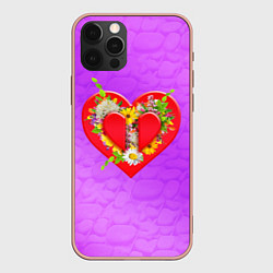 Чехол для iPhone 12 Pro Max Цветы от сердца, цвет: 3D-светло-розовый