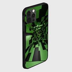Чехол для iPhone 12 Pro Max Чёрно-зелёный геометрический коридор, цвет: 3D-черный — фото 2