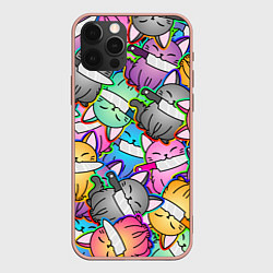 Чехол для iPhone 12 Pro Max Перенаселение котиков, цвет: 3D-светло-розовый