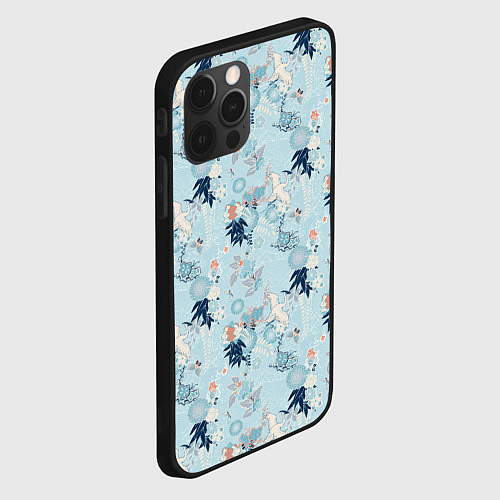 Чехол iPhone 12 Pro Max Японский паттерн с журавлем / 3D-Черный – фото 2