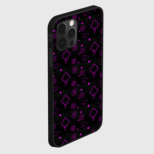 Чехол iPhone 12 Pro Max Фиолетовые геометрические фигуры / 3D-Черный – фото 2