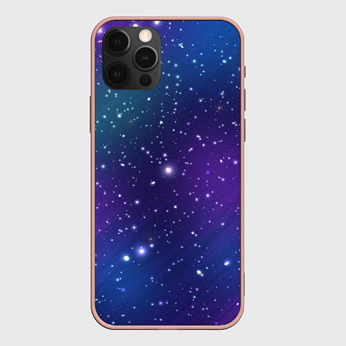 Чехол iPhone 12 Pro Max Фиолетовая розовая звездная туманность в космосе / 3D-Светло-розовый – фото 1