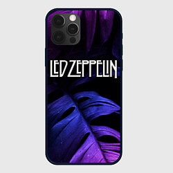 Чехол для iPhone 12 Pro Max Led Zeppelin neon monstera, цвет: 3D-черный