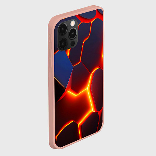 Чехол iPhone 12 Pro Max Неоновые трещины / 3D-Светло-розовый – фото 2