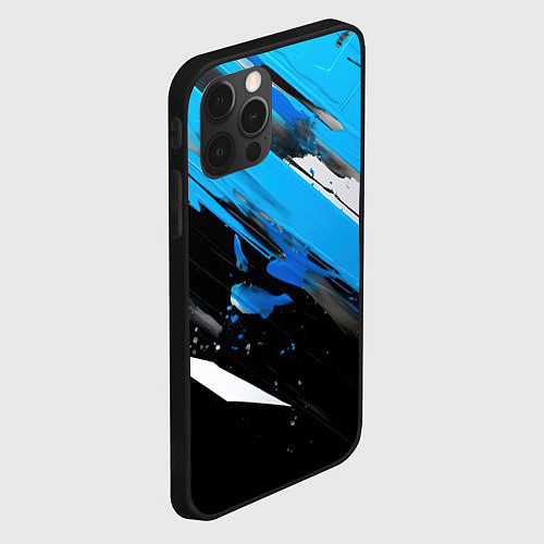 Чехол iPhone 12 Pro Max Black blue white / 3D-Черный – фото 2