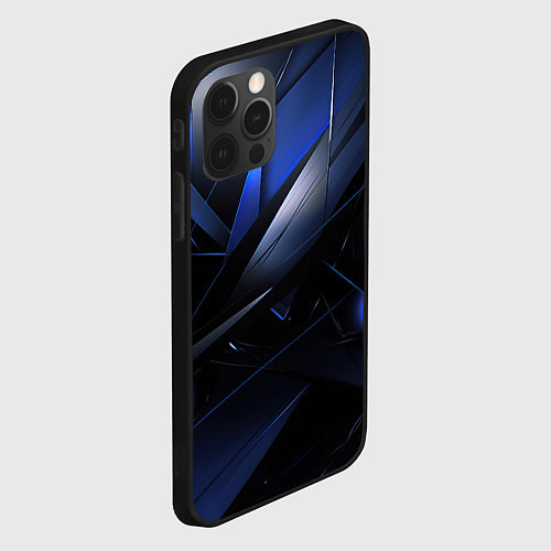 Чехол iPhone 12 Pro Max Blue black background / 3D-Черный – фото 2