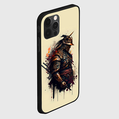 Чехол iPhone 12 Pro Max Самурай с двумя мечами - нейросеть / 3D-Черный – фото 2