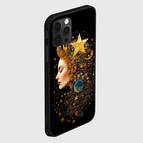Чехол iPhone 12 Pro Max Богиня ночи - нейросеть / 3D-Черный – фото 2