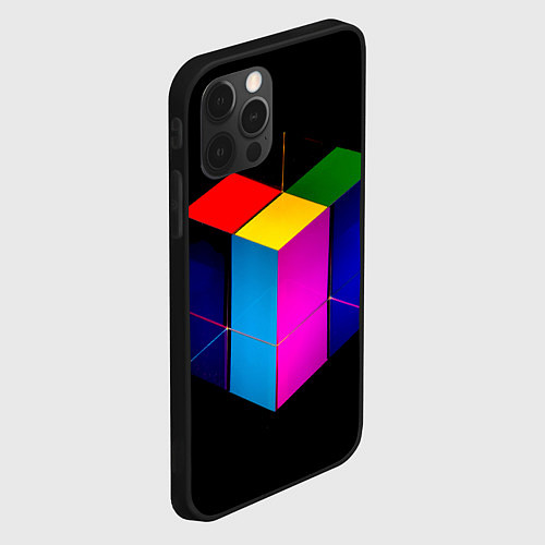 Чехол iPhone 12 Pro Max Многосторонний цветной куб / 3D-Черный – фото 2