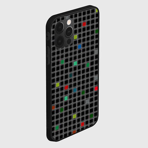 Чехол iPhone 12 Pro Max Разноцветный геометрический узор в клетку на черно / 3D-Черный – фото 2