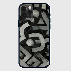 Чехол для iPhone 12 Pro Max Шрифтовые узоры, цвет: 3D-черный