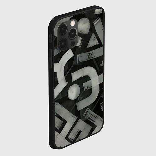 Чехол iPhone 12 Pro Max Шрифтовые узоры / 3D-Черный – фото 2