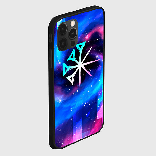 Чехол iPhone 12 Pro Max Nightwish неоновый космос / 3D-Черный – фото 2
