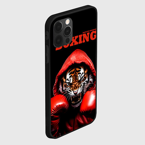 Чехол iPhone 12 Pro Max Boxing tiger / 3D-Черный – фото 2