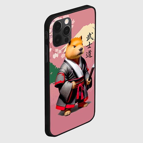 Чехол iPhone 12 Pro Max Капибара - Бусидо - кодекс самурая / 3D-Черный – фото 2