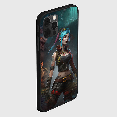 Чехол iPhone 12 Pro Max Jinx fantasy art Arcane League of Legends / 3D-Черный – фото 2