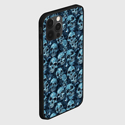 Чехол для iPhone 12 Pro Max Синие черепа, цвет: 3D-черный — фото 2