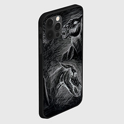 Чехол для iPhone 12 Pro Max Черепа коней - эскиз, цвет: 3D-черный — фото 2