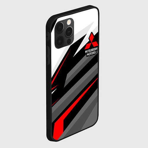 Чехол iPhone 12 Pro Max Mitsubishi motors - красная линия / 3D-Черный – фото 2