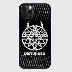 Чехол для iPhone 12 Pro Max Disturbed с потертостями на темном фоне, цвет: 3D-черный