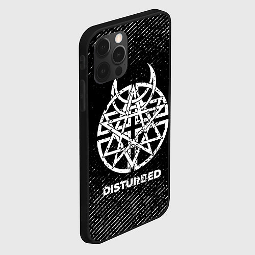 Чехол iPhone 12 Pro Max Disturbed с потертостями на темном фоне / 3D-Черный – фото 2