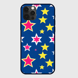 Чехол для iPhone 12 Pro Max Звёзды разных цветов, цвет: 3D-черный