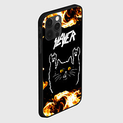 Чехол для iPhone 12 Pro Max Slayer рок кот и огонь, цвет: 3D-черный — фото 2