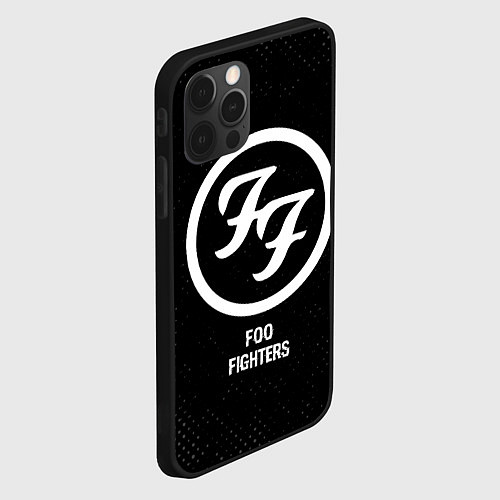 Чехол iPhone 12 Pro Max Foo Fighters glitch на темном фоне / 3D-Черный – фото 2