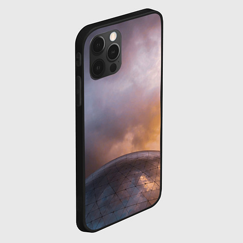 Чехол iPhone 12 Pro Max Часть металлической планеты и туман / 3D-Черный – фото 2